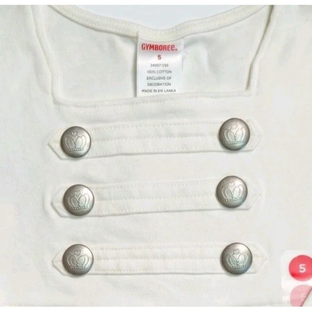 Vintage Gymboree Top Girls Size 5 Ivory School Girls Rock Tunic Crown Y2K NWT